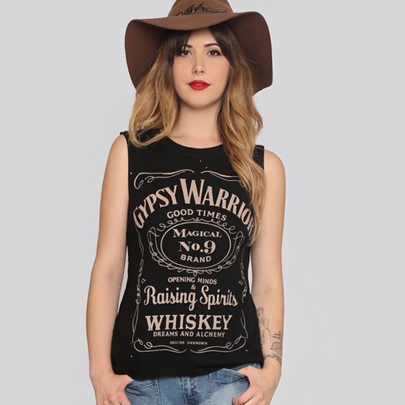 Gypsy Warrior Tops - Gypsy Warrior Distressed Whiskey Muscle Tank